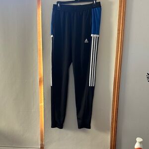 Adidas Black Pants with Blue and White Stripes